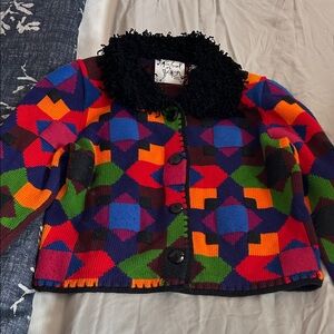 Michael Simon Colorful Geometric Sweater